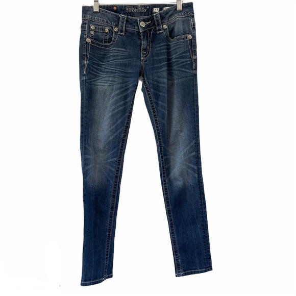 Miss Me‎ Signature Cuffed Skinny Blue Jeans - Picture 1 of 12
